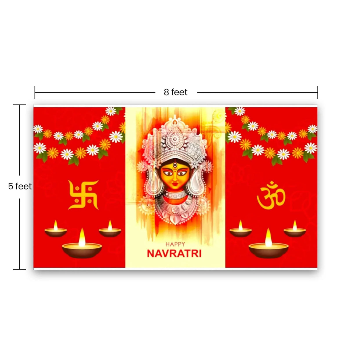 Happy Navratri Banner Indian Traditional Backdrop Cloth 5x8 Feet Indian Navratri Decor Pooja Wall Decor Indian Wall Art Photo Decor Banner Decorative Pooja Cloth Navratri Celebration - LoveNspire