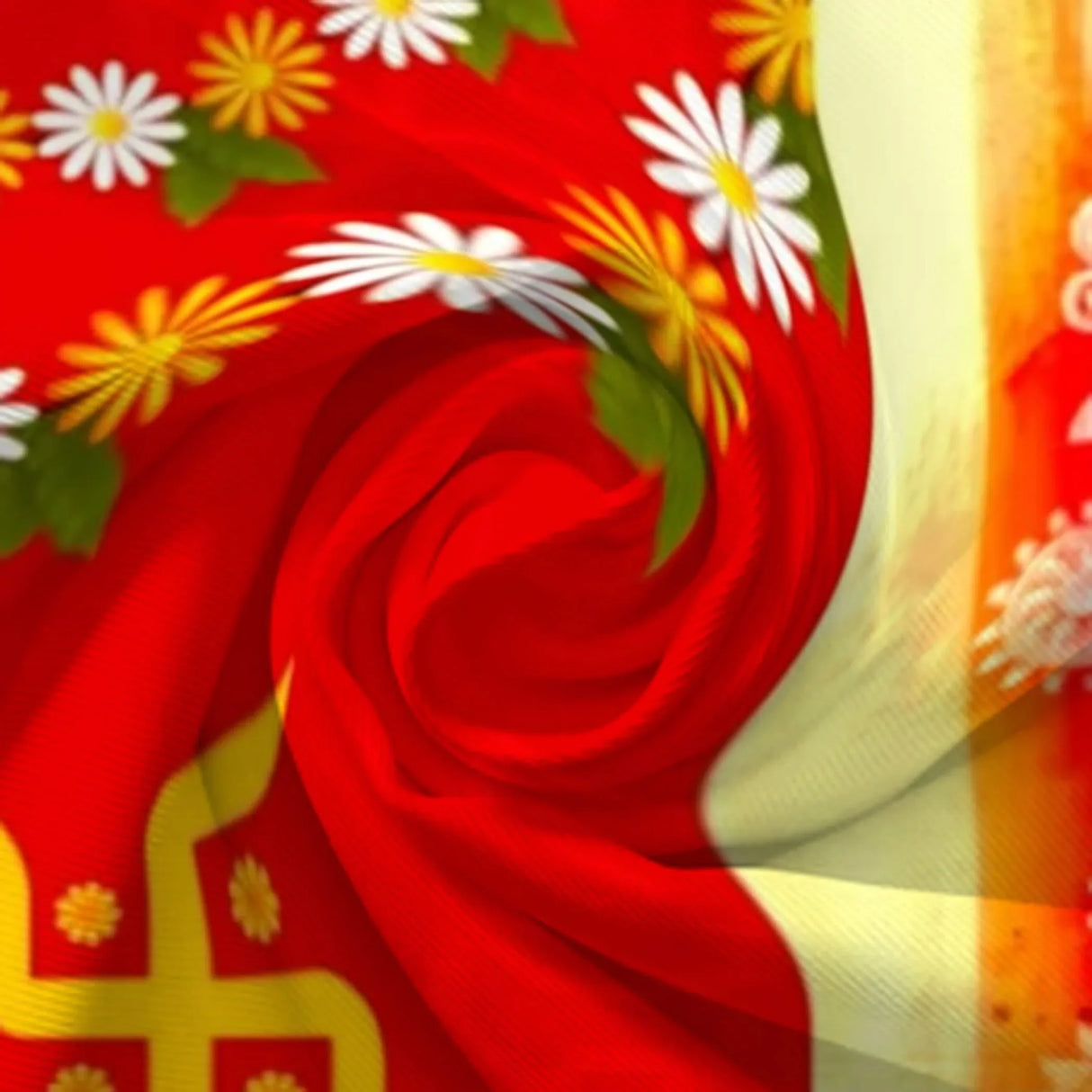 Happy Navratri Banner Indian Traditional Backdrop Cloth 5x8 Feet Indian Navratri Decor Pooja Wall Decor Indian Wall Art Photo Decor Banner Decorative Pooja Cloth Navratri Celebration - LoveNspire