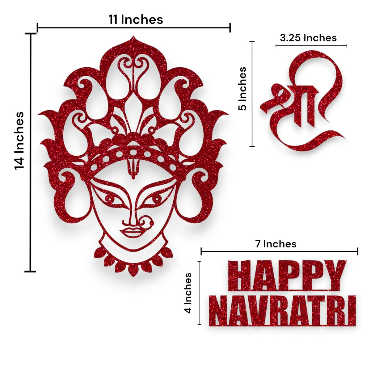 Happy Navratri Cutout, Happy Navratri Sign, Mata Face, Navratri Decoration, , Navratri Home Decor, Navratri Backdrop, Navratri Puja - LoveNspire