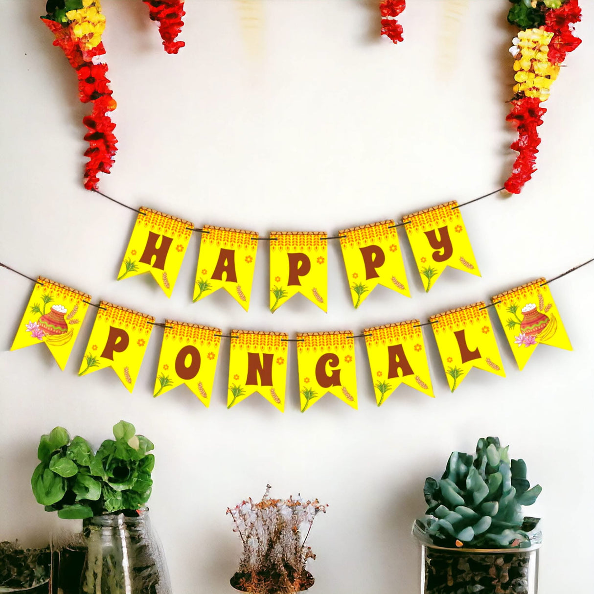 Happy Pongal Banner Pongal Theme Bunting for Decorations Indian Harvest Festival Party Banner Tamil Party Celebration Diy Sign Happy Pongal Letters Backdrop - Banners for Home & Office - LoveNspire