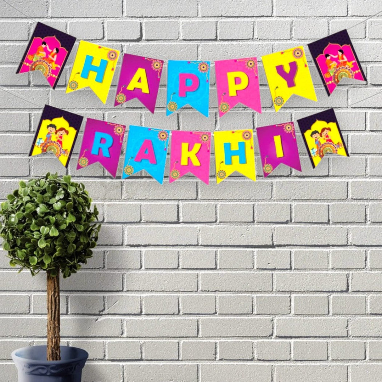 Happy Rakhi Banners Indian Festival Rakhi Raksha Bandhan Bunting Diy Home Indoor Outdoor Decoration Bollywood Party Supplies Home Decor Ideas - LoveNspire