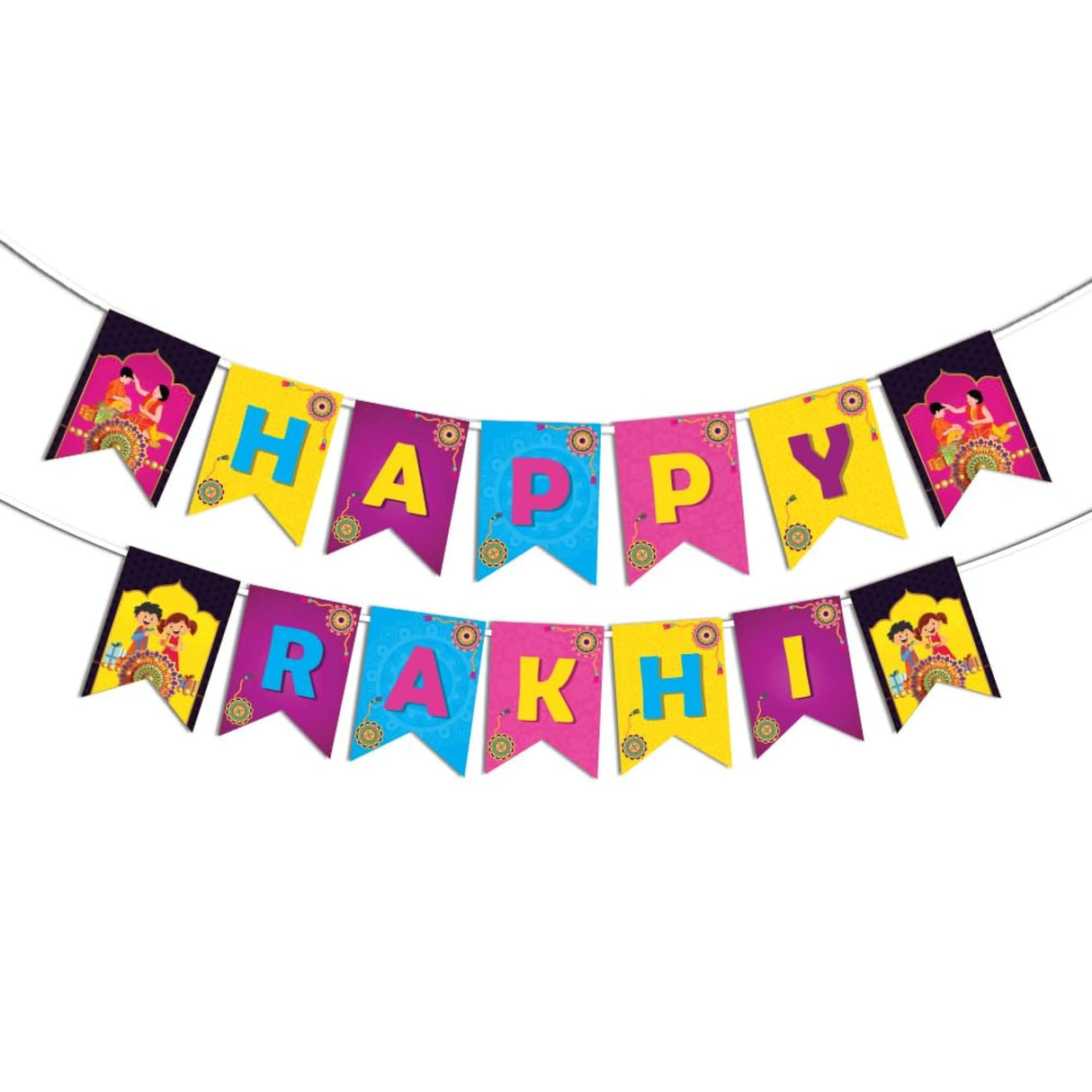 Happy Rakhi Banners Indian Festival Rakhi Raksha Bandhan Bunting Diy Home Indoor Outdoor Decoration Bollywood Party Supplies Home Decor Ideas - LoveNspire