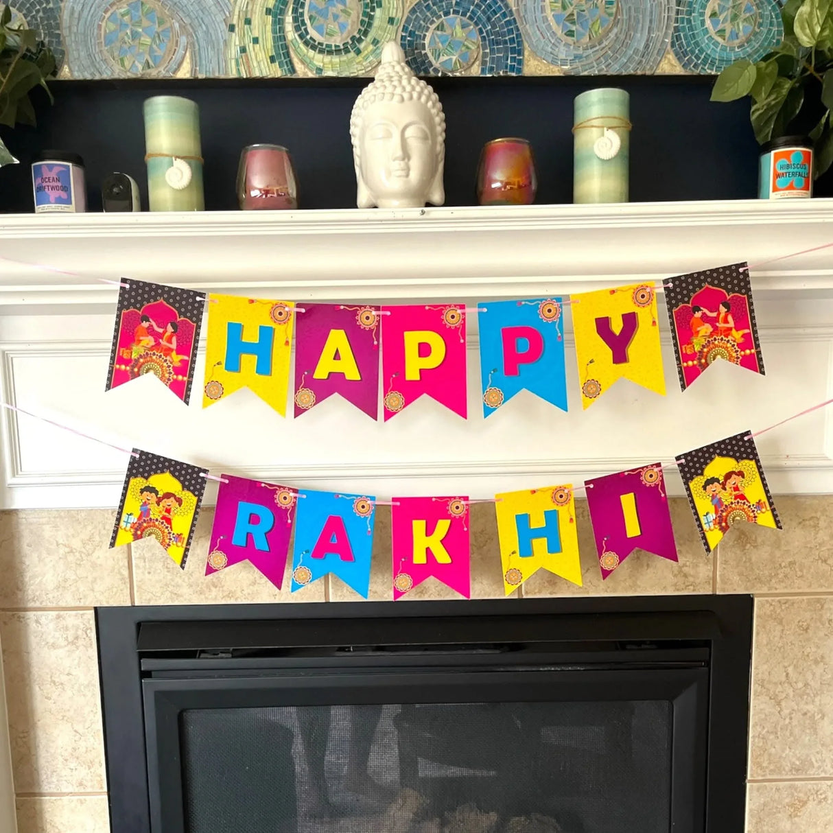 Happy Rakhi Banners Indian Festival Rakhi Raksha Bandhan Bunting Diy Home Indoor Outdoor Decoration Bollywood Party Supplies Home Decor Ideas - LoveNspire