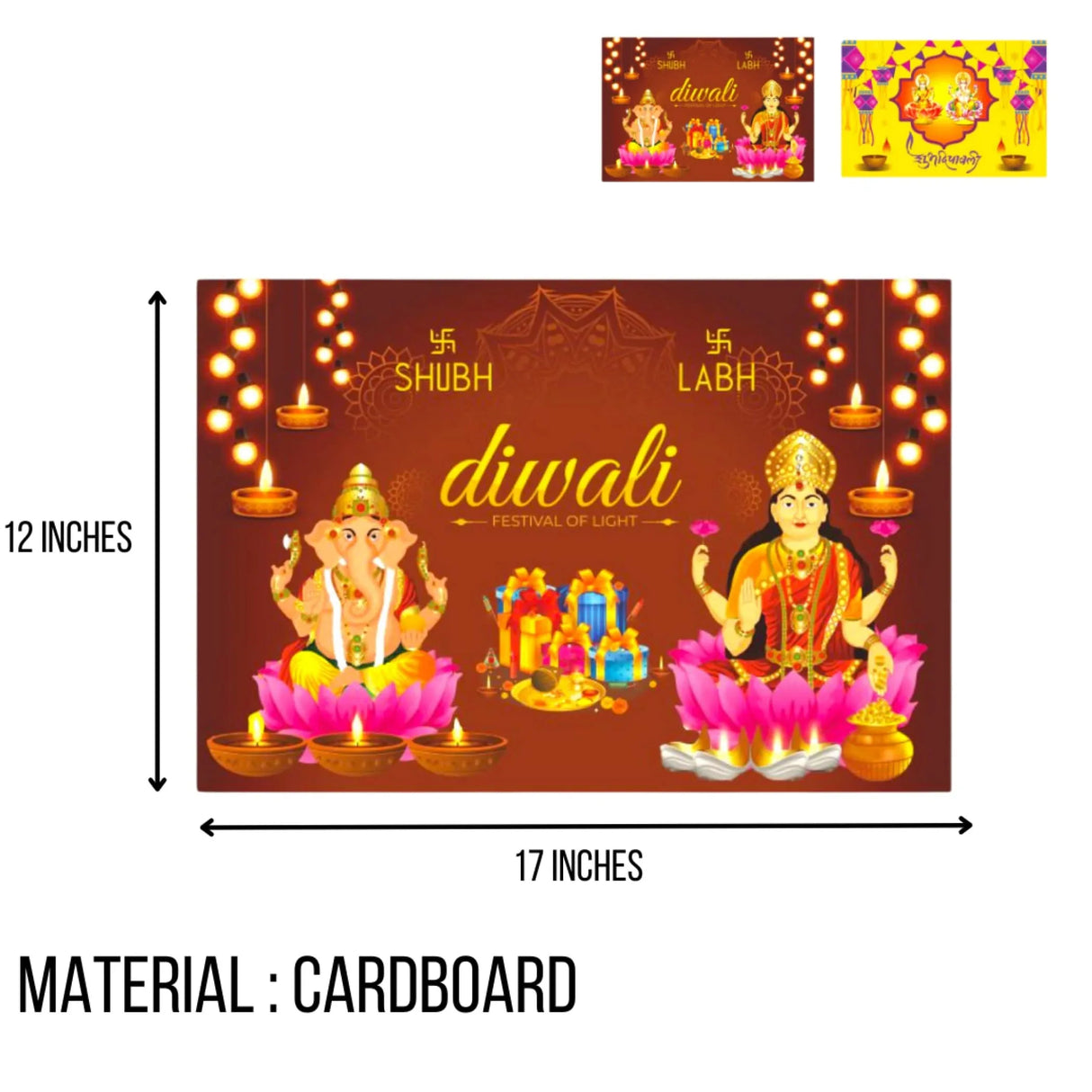 Hindu Goddess God Lakshmi Ganesha Poster Shubh Diwali Pooja Banner Wall Decorations Religious Photo Wall Art Home Room Mandir Temple Office Decor Unframed 12 x 17 Inches - LoveNspire