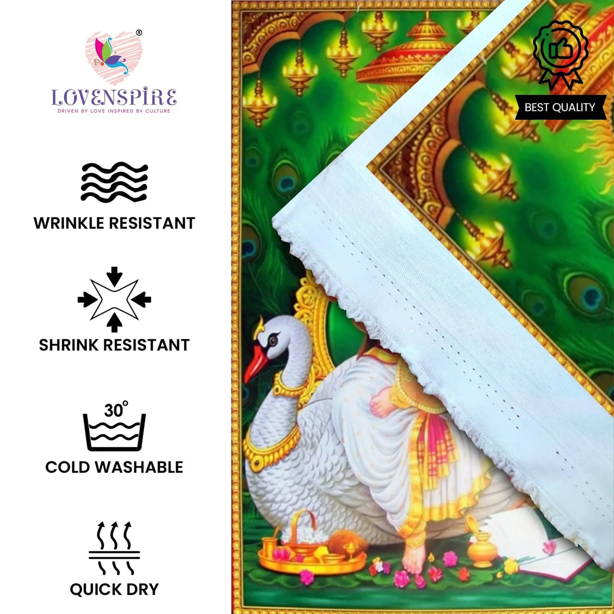 Hindu Goddess God Saraswati Backdrop Poster 5x8 Diwali Banner Photo Background Wall Art Home Room Decor Indian Backdrop Decorations Pooja Style Gift for Hindu Basant Panchami - LoveNspire