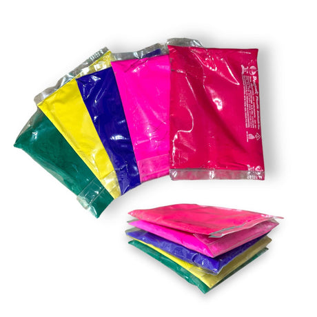 Holi Colored Powder Pack of 1/5/25 Multicolor Powders 50 Grams Each Holi Festivals Gender Reveal Parties Photography, Tie Dye Fun Runs Party Indian Festival (red,yellow,green,pink,purple) - LoveNspire