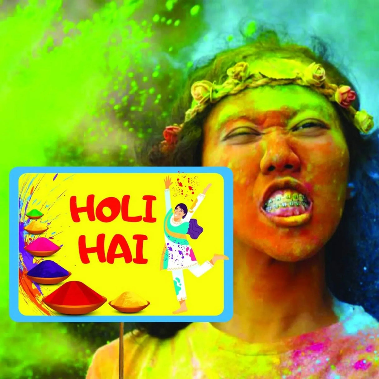 Happy Holi Photo Booth Props Party Supplies Funny Holi Hai Party Favors Decorations Hindu Festival of Colors Party Photo Booth Props Kit for Home Indoor Outdoor - Set of 11 Piece - LoveNspire