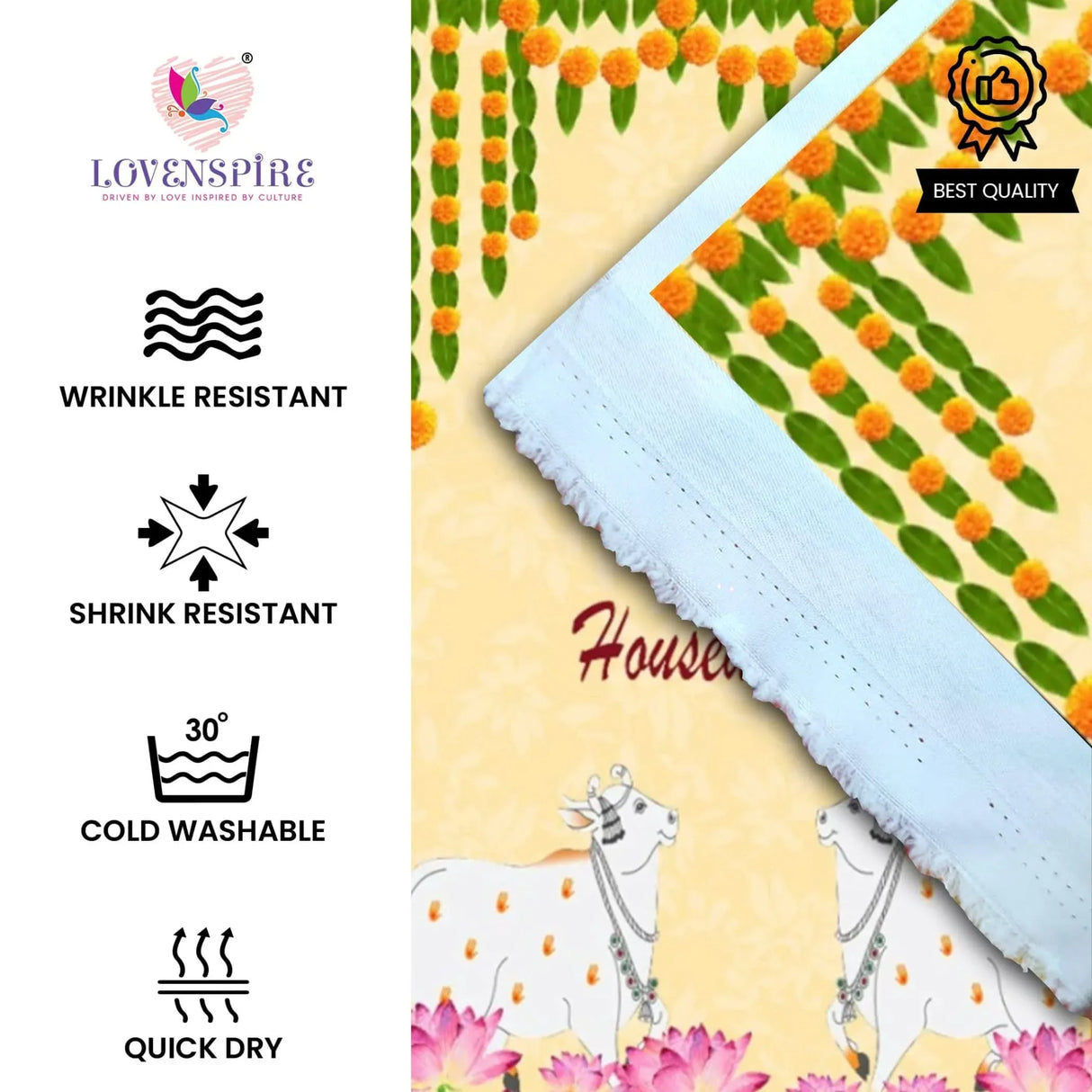 Housewarming Backdrop Indian Traditional Cloth 5x8 Feet Backdrop Pooja Wall Decor Indian Wall Art Photo Decor Banner Indian Indian Housewarming Favor Decorative Cloth - LoveNspire