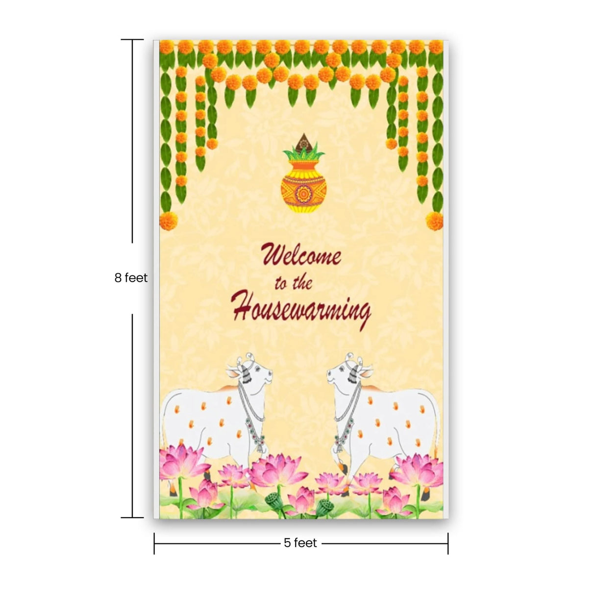 Housewarming Backdrop Indian Traditional Cloth 5x8 Feet Backdrop Pooja Wall Decor Indian Wall Art Photo Decor Banner Indian Indian Housewarming Favor Decorative Cloth - LoveNspire