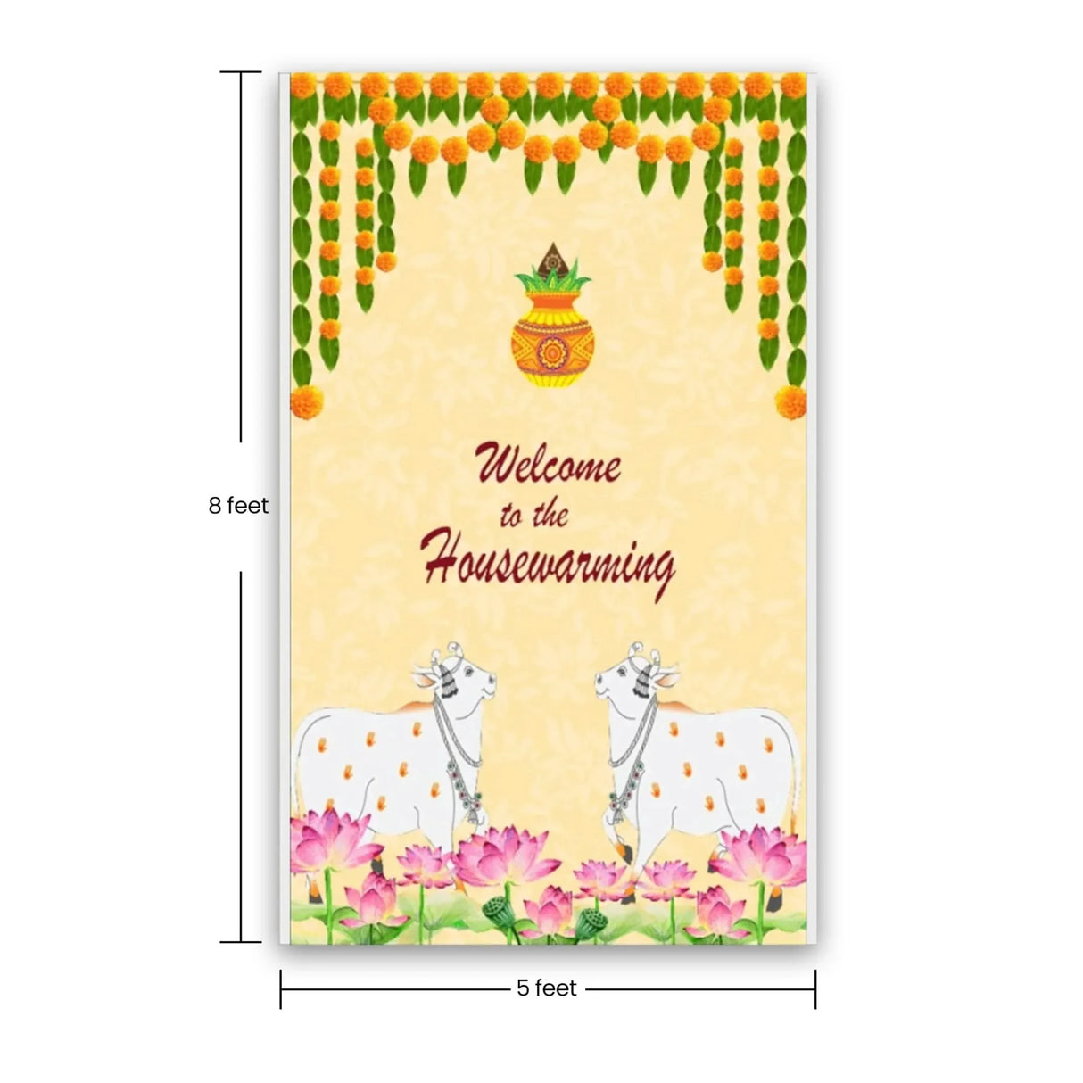 Housewarming Backdrop Indian Traditional Cloth 5x8 Feet Backdrop Pooja Wall Decor Indian Wall Art Photo Decor Banner Indian Indian Housewarming Favor Decorative Cloth - LoveNspire