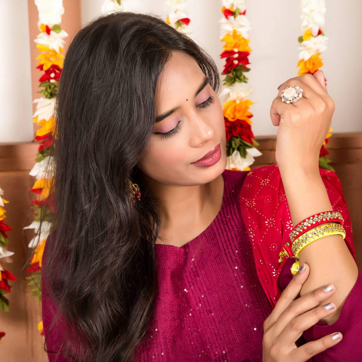 Silk Thread Bangles Designer Kundan Bangle Bracelet for Women Ethnic Handmade Beautiful and Stylish Assorted Kangan with Latkan Free Size Fashion Jewelry for Indian Wedding - LoveNspire