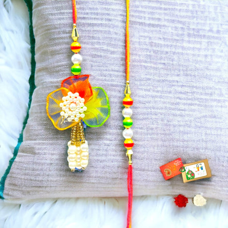 India Rakhi for Brother and Bhabhi Traditional Lumba Designer Fancy Bracelet Couple Rakhi for Bhaiya Brother Bhai Rakhi for Brother Gift Hamper Roli Chawal - LoveNspire