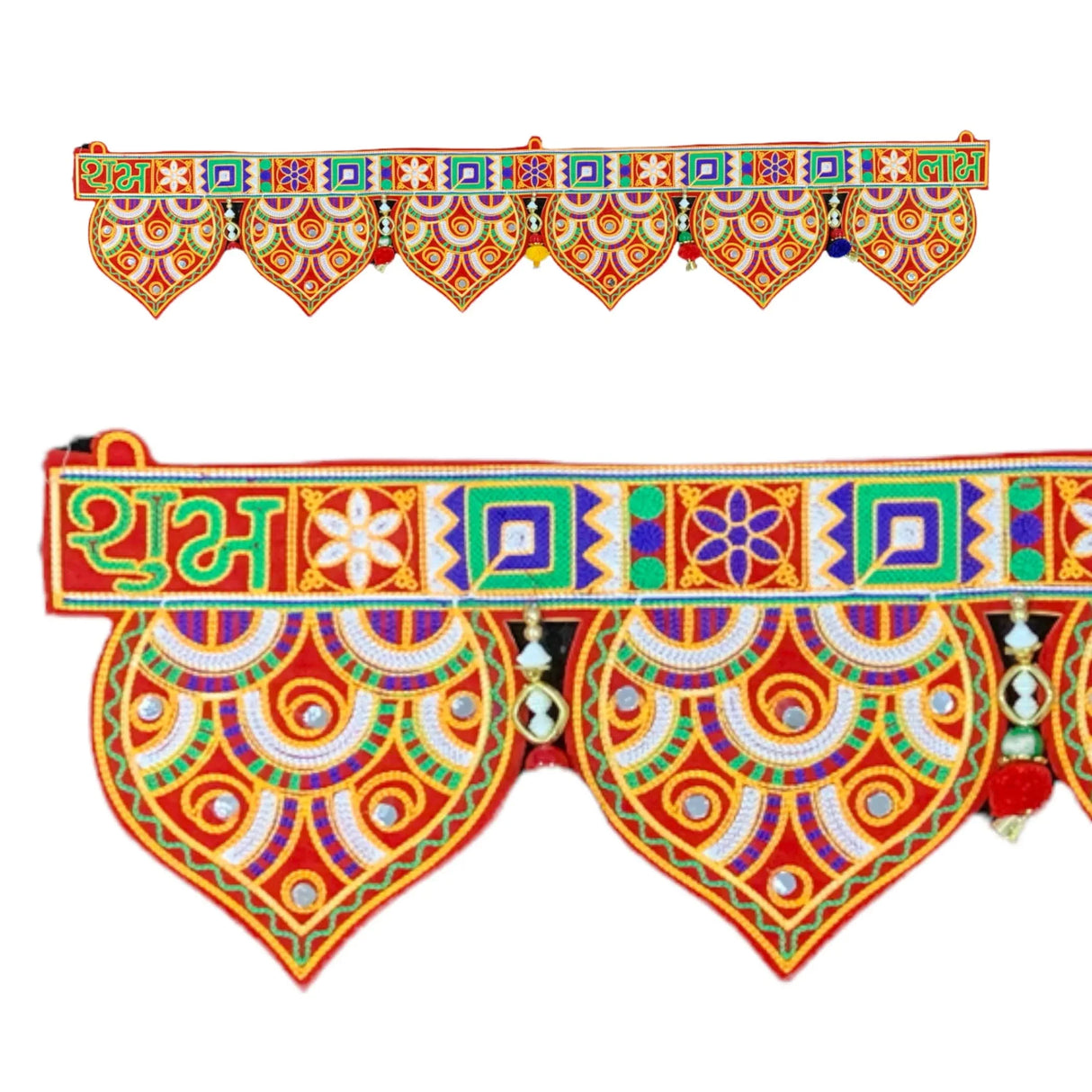 Indian Fabric Door Toran 35.5 Inch Bhandarwal Hanging Valance Embroidered Traditional Wall Decorative for Window Home Temple Decor Wedding Diwali Navratri Puja Housewarming Decorations - LoveNspire