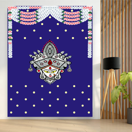 Indian Durga Mata Backdrop Traditional Cloth Durga Pooja Navratri Backdrop Hindu Pooja Decor Indian Wall Art Photo Wall Banner Decorative Hangings Housewarming Gift - LoveNspire