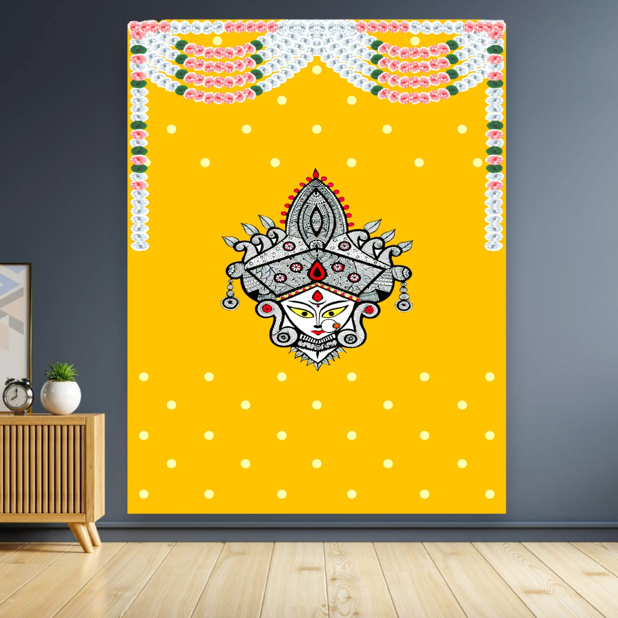Indian Durga Mata Backdrop Traditional Cloth Durga Pooja Navratri Backdrop Hindu Pooja Decor Indian Wall Art Photo Wall Banner Decorative Hangings Housewarming Gift - LoveNspire