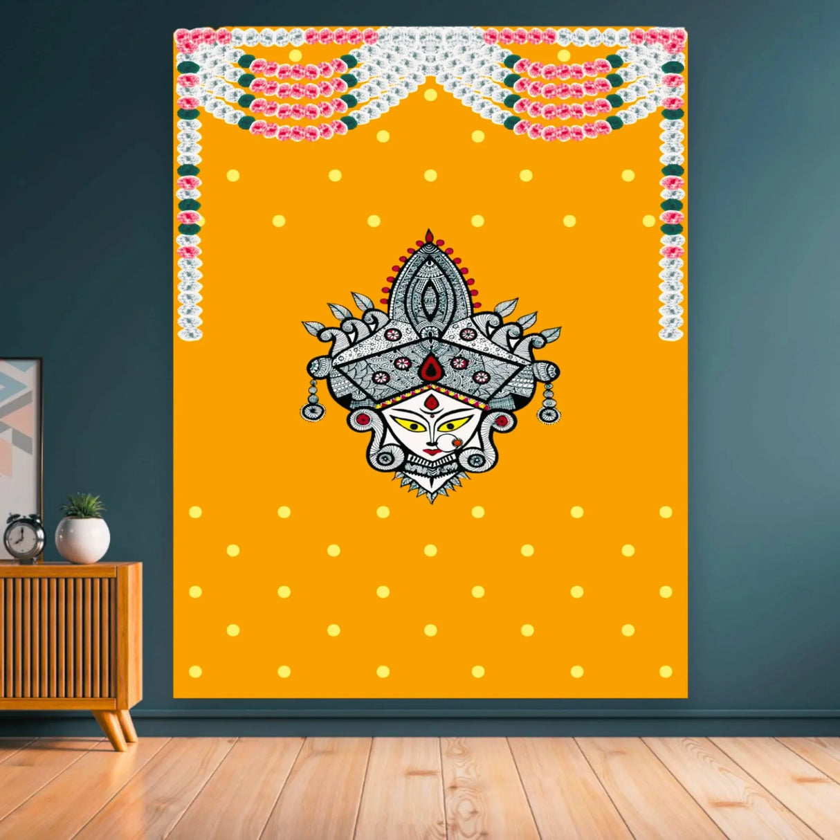 Indian Durga Mata Backdrop Traditional Cloth Durga Pooja Navratri Backdrop Hindu Pooja Decor Indian Wall Art Photo Wall Banner Decorative Hangings Housewarming Gift - LoveNspire