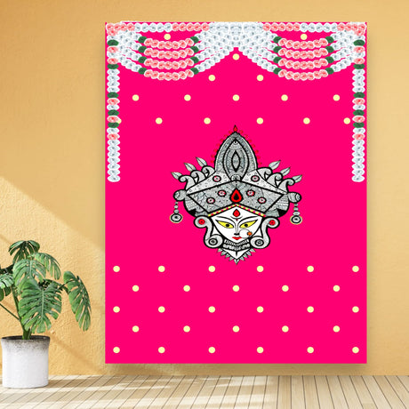 Indian Durga Mata Backdrop Traditional Cloth Durga Pooja Navratri Backdrop Hindu Pooja Decor Indian Wall Art Photo Wall Banner Decorative Hangings Housewarming Gift - LoveNspire