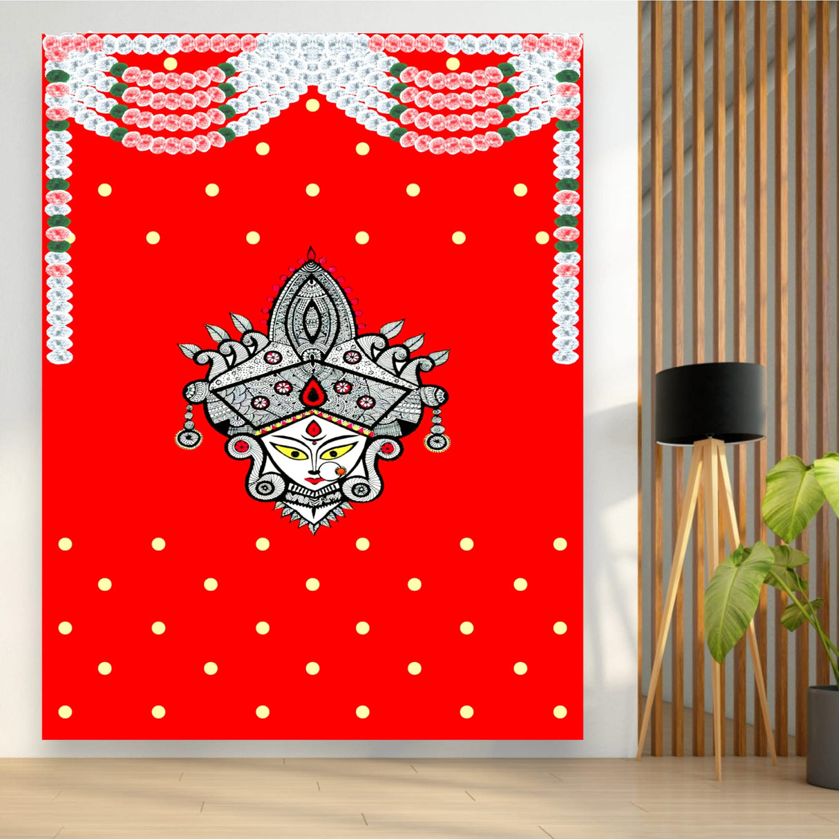 Indian Durga Mata Backdrop Traditional Cloth Durga Pooja Navratri Backdrop Hindu Pooja Decor Indian Wall Art Photo Wall Banner Decorative Hangings Housewarming Gift - LoveNspire