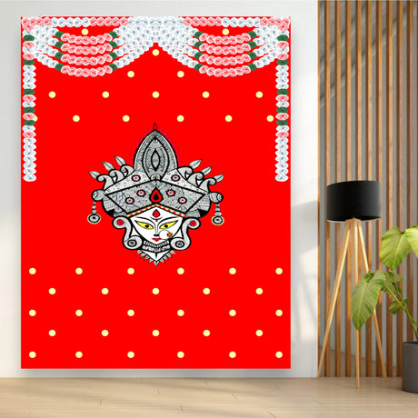 Indian Durga Mata Backdrop Traditional Cloth Durga Pooja Navratri Backdrop Hindu Pooja Decor Indian Wall Art Photo Wall Banner Decorative Hangings Housewarming Gift - LoveNspire