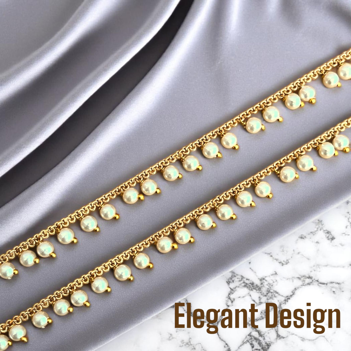 Indian Traditional Ear Chains for Women - Indian Jewellery for Earring Support Long Gold Tone Earring Chain Ear to Hair Chain Jewelry Faux Pearl Hair Accessory - Bridal Jewelry for Wedding - LoveNspire