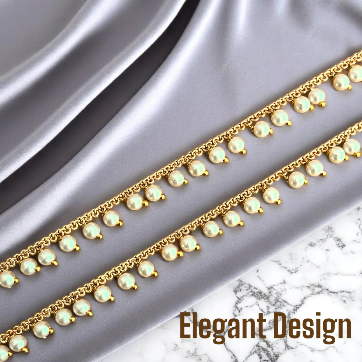 Indian Traditional Ear Chains for Women - Indian Jewellery for Earring Support Long Gold Tone Earring Chain Ear to Hair Chain Jewelry Faux Pearl Hair Accessory - Bridal Jewelry for Wedding - LoveNspire