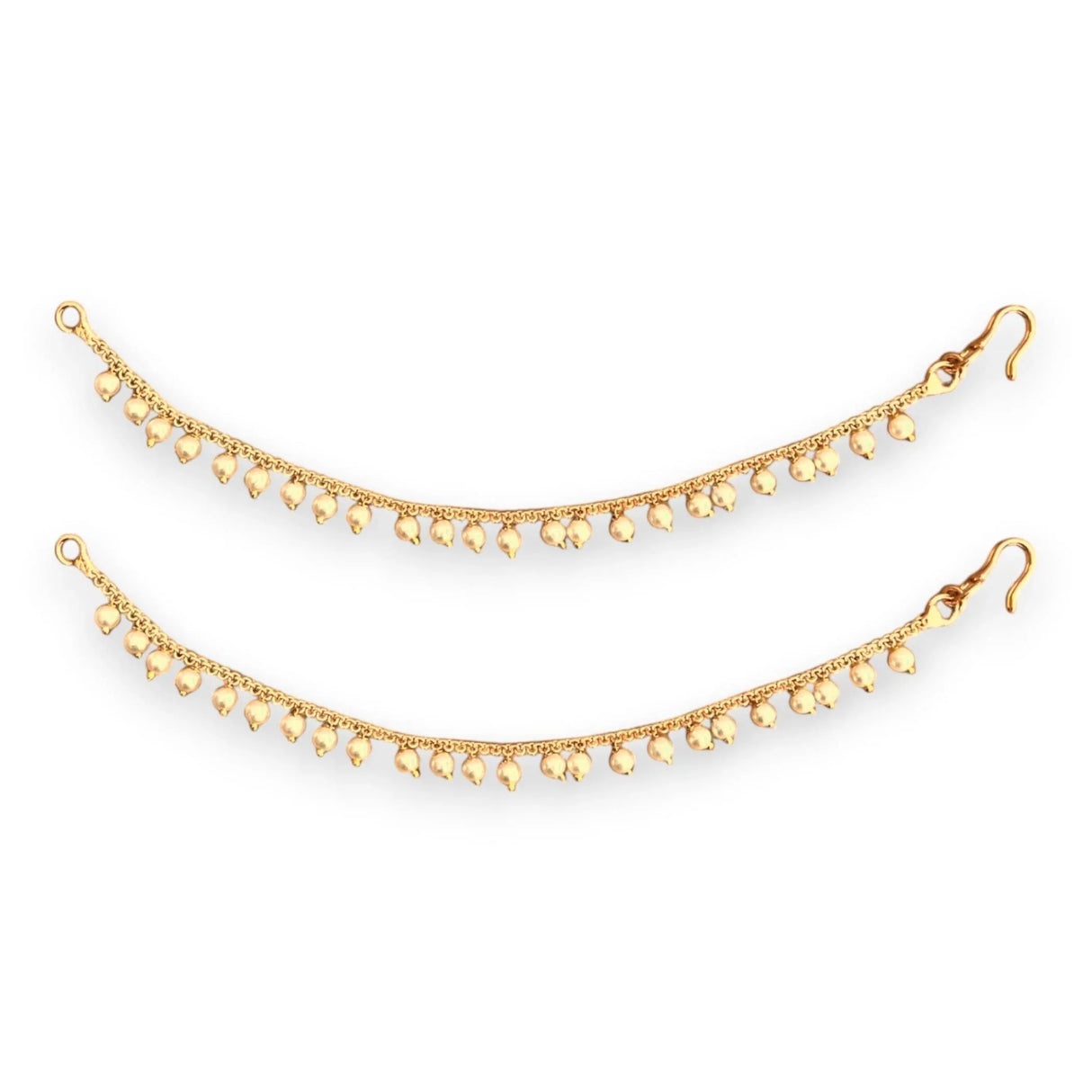 Indian Traditional Ear Chains for Women - Indian Jewellery for Earring Support Long Gold Tone Earring Chain Ear to Hair Chain Jewelry Faux Pearl Hair Accessory - Bridal Jewelry for Wedding - LoveNspire
