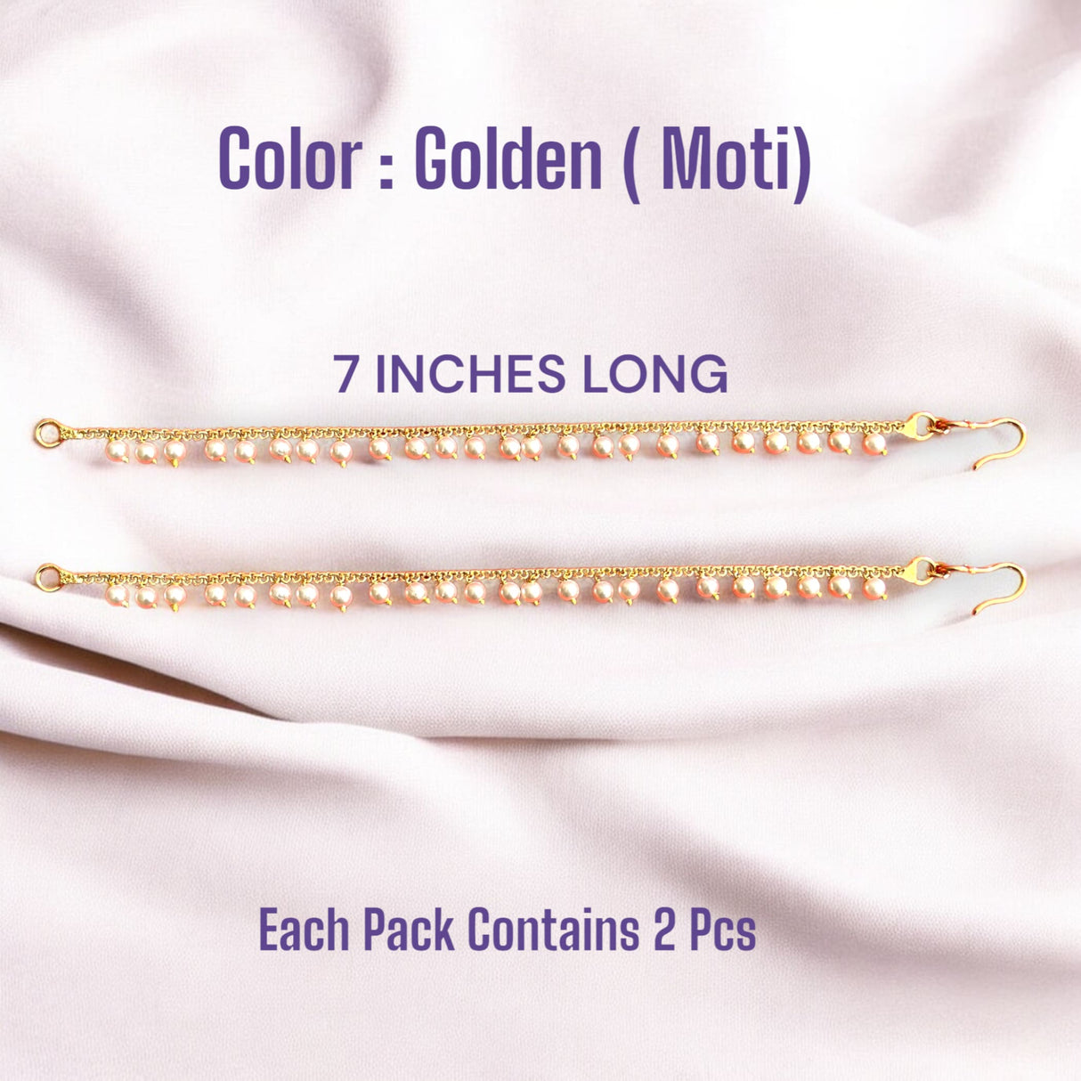 Indian Traditional Ear Chains for Women - Indian Jewellery for Earring Support Long Gold Tone Earring Chain Ear to Hair Chain Jewelry Faux Pearl Hair Accessory - Bridal Jewelry for Wedding - LoveNspire