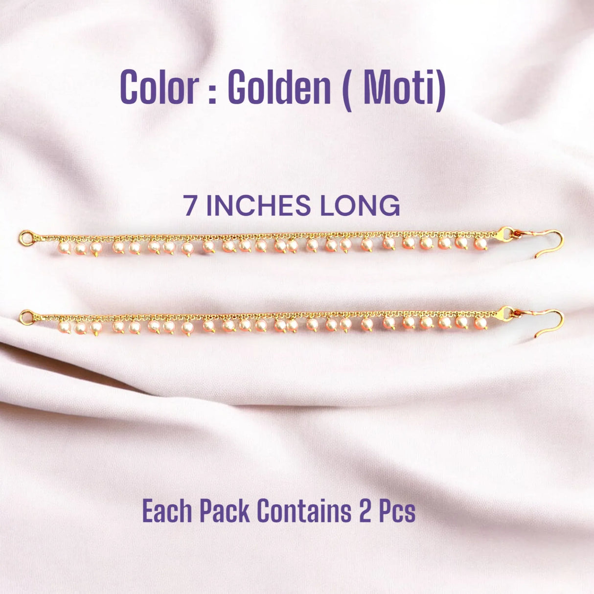 Indian Traditional Ear Chains for Women - Indian Jewellery for Earring Support Long Gold Tone Earring Chain Ear to Hair Chain Jewelry Faux Pearl Hair Accessory - Bridal Jewelry for Wedding - LoveNspire