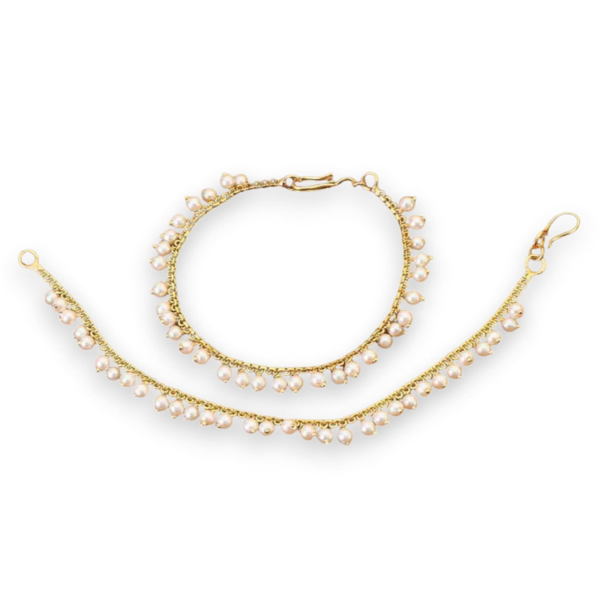 Indian Traditional Ear Chains for Women - Indian Jewellery for Earring Support Long Gold Tone Earring Chain Ear to Hair Chain Jewelry Faux Pearl Hair Accessory - Bridal Jewelry for Wedding - LoveNspire