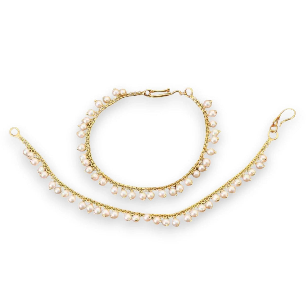 Indian Traditional Ear Chains for Women - Indian Jewellery for Earring Support Long Gold Tone Earring Chain Ear to Hair Chain Jewelry Faux Pearl Hair Accessory - Bridal Jewelry for Wedding - LoveNspire