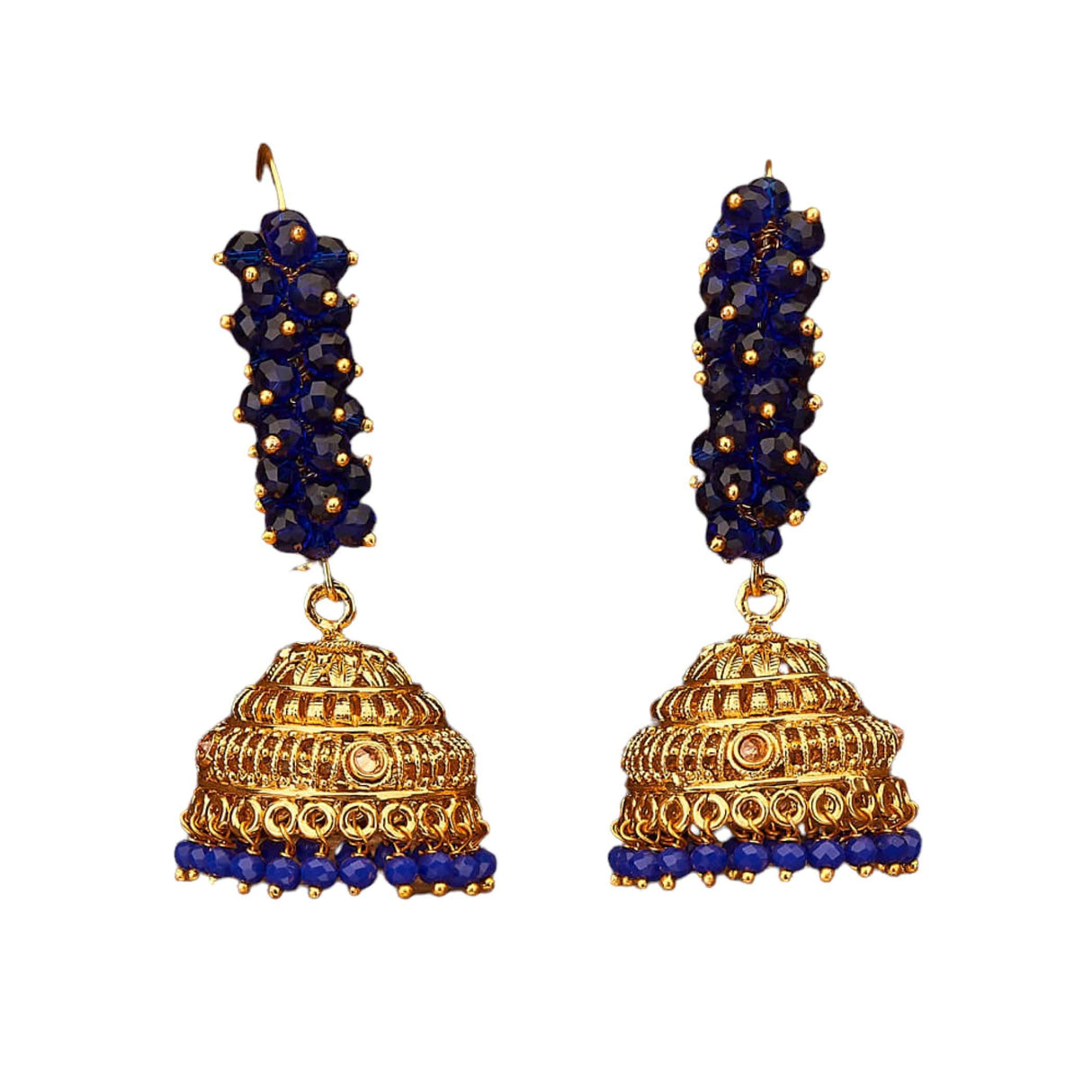Indian Jhumka Earrings for Women - Faux Pearl Hoop Jhumka Earrings Meenakari Jhumkas with Gold Platting Bollywood Style Dangle Drop Earring Ethnic Chandbali Jewelry for Bride Gift for Her - LoveNspire