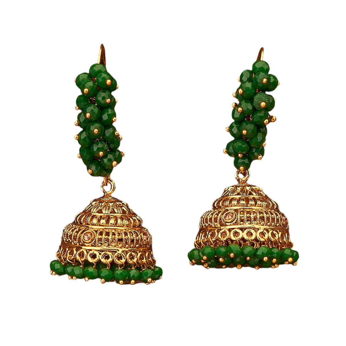 Indian Jhumka Earrings for Women - Faux Pearl Hoop Jhumka Earrings Meenakari Jhumkas with Gold Platting Bollywood Style Dangle Drop Earring Ethnic Chandbali Jewelry for Bride Gift for Her - LoveNspire