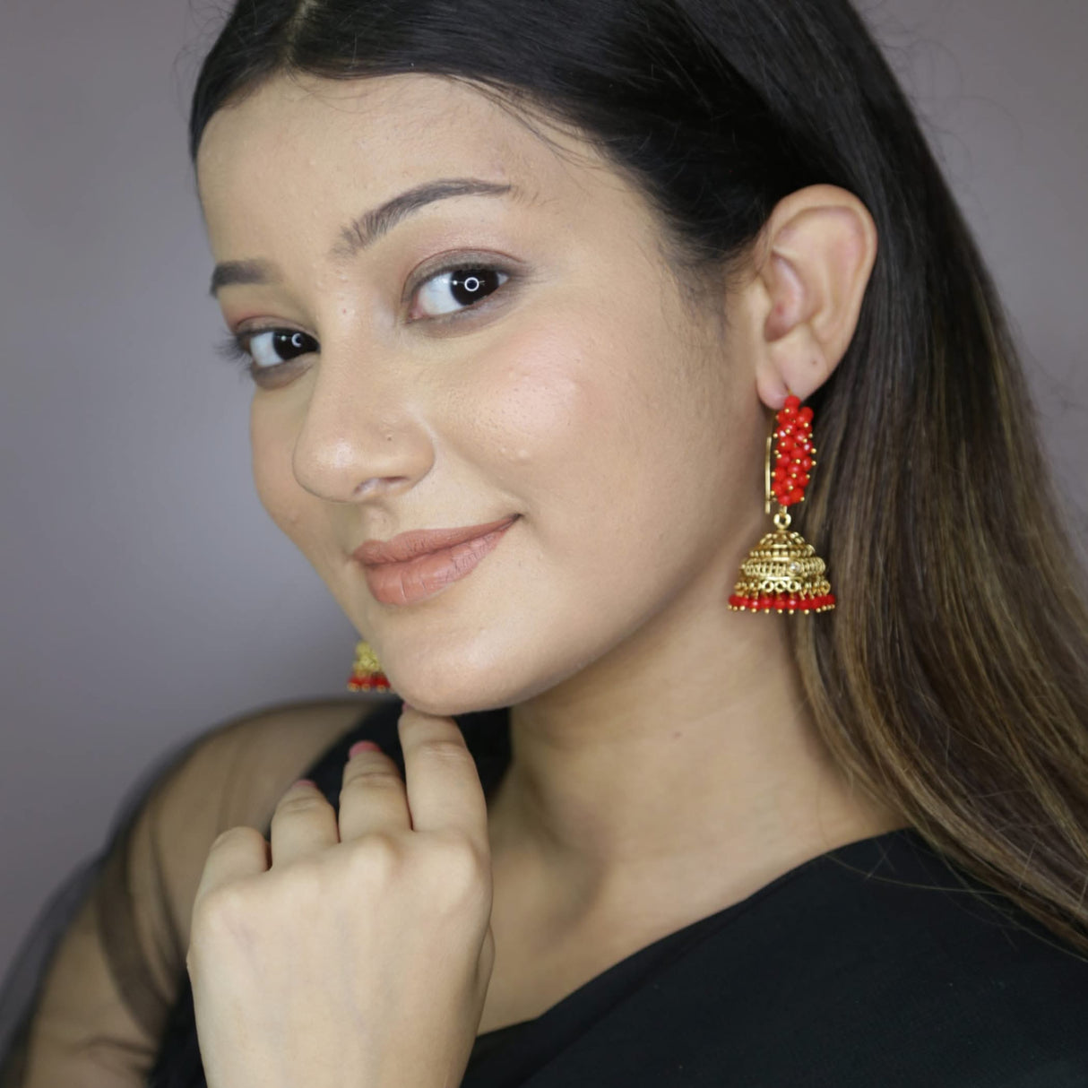 Indian Jhumka Earrings for Women - Faux Pearl Hoop Jhumka Earrings Meenakari Jhumkas with Gold Platting Bollywood Style Dangle Drop Earring Ethnic Chandbali Jewelry for Bride Gift for Her - LoveNspire