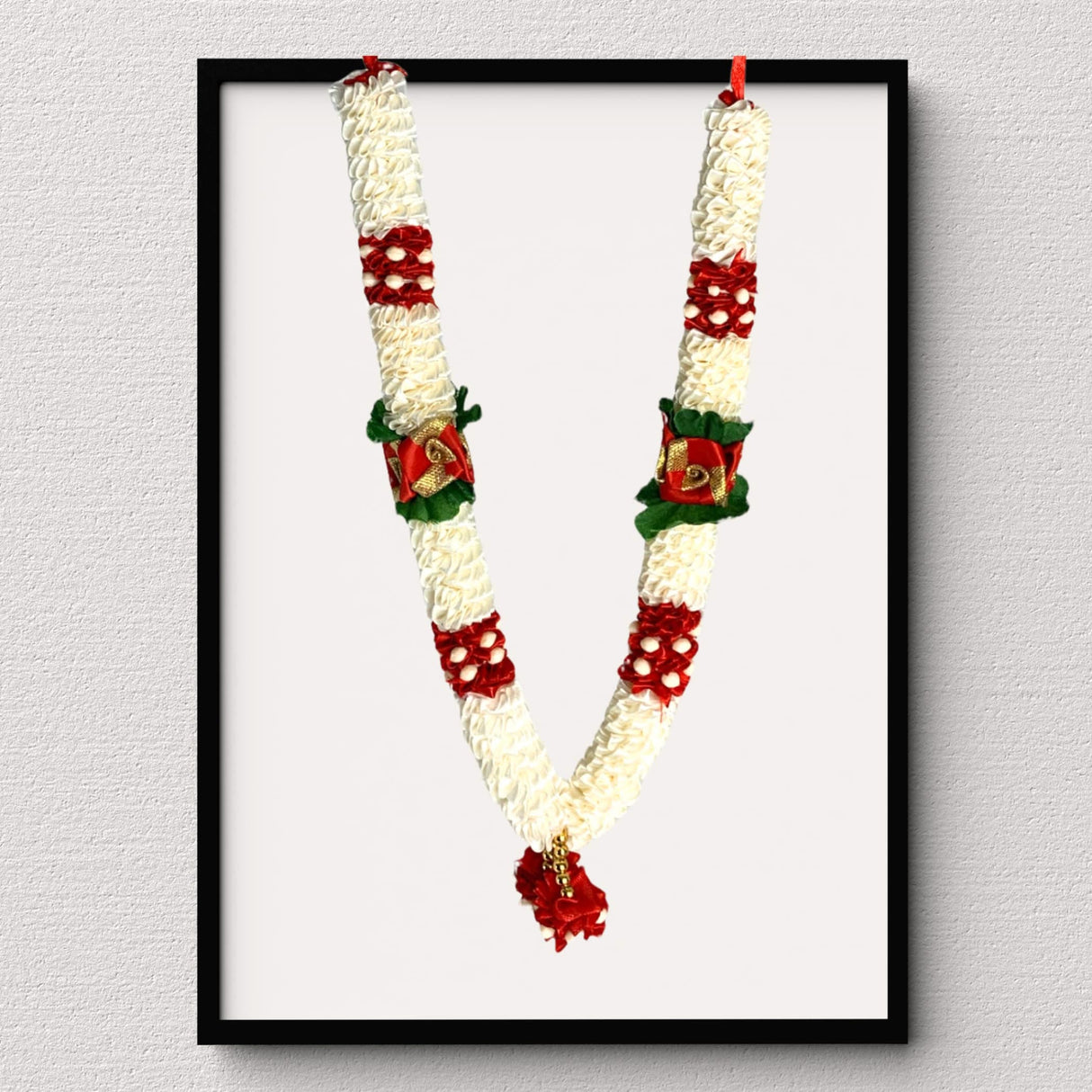 2 CT Indian Garland Haar Mala 12 Inch God Goddess Haar Mala Idol Pooja Item Garland for Photo Frame Idol God Shringar Mala Reusable Satin Mala Temple Decor - LoveNspire