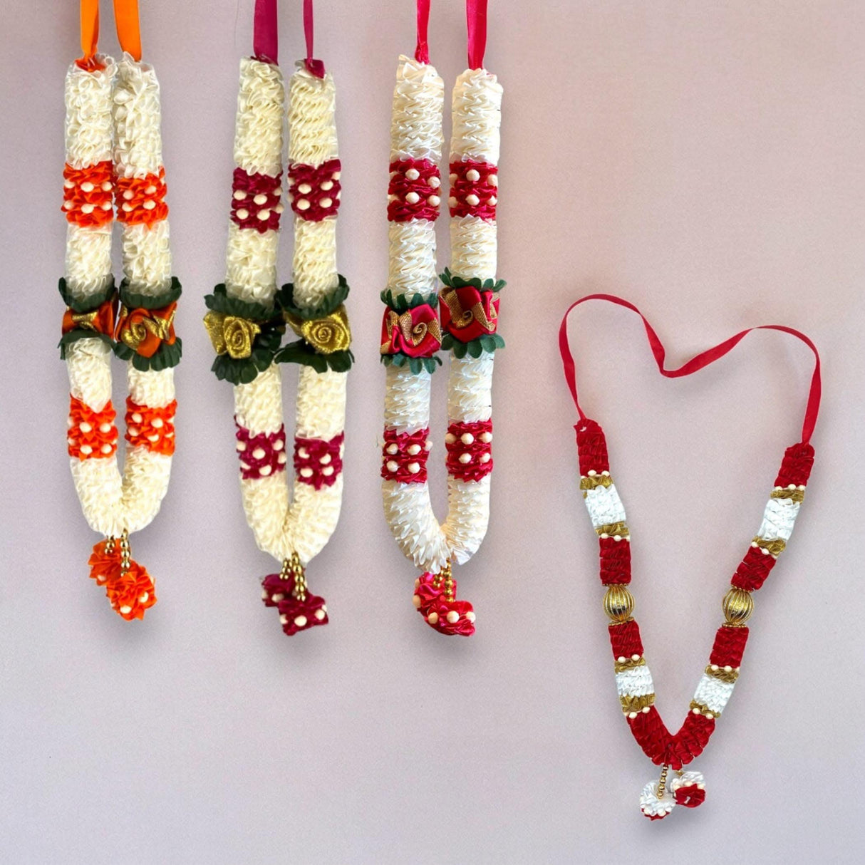 2PC Idol Mala 12 Inch God Goddess Haar Mala Indian Garland Jaimala Makhmali Bhagwan Haar Idol Pooja Item Garland for Photo Frame God Shringar Reusable Satin Mala Temple Decor - LoveNspire