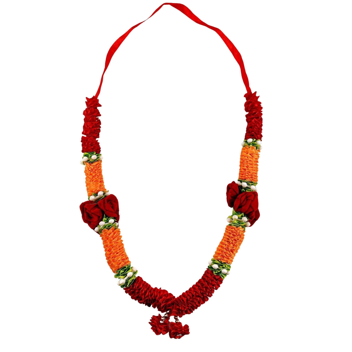 2 CT Indian Garland Haar Mala 12 Inch God Goddess Haar Mala Idol Pooja Item Garland for Photo Frame Idol God Shringar Mala Reusable Satin Mala Temple Decor - LoveNspire