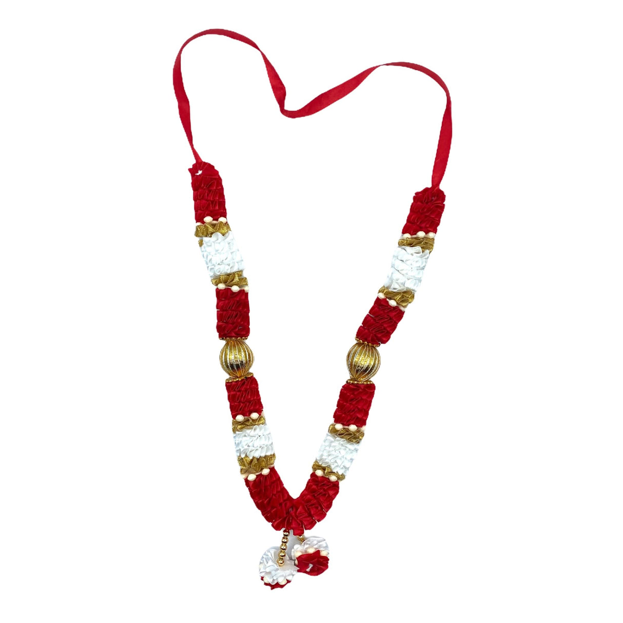 2 CT Indian Garland Haar Mala 12 Inch God Goddess Haar Mala Idol Pooja Item Garland for Photo Frame Idol God Shringar Mala Reusable Satin Mala Temple Decor - LoveNspire