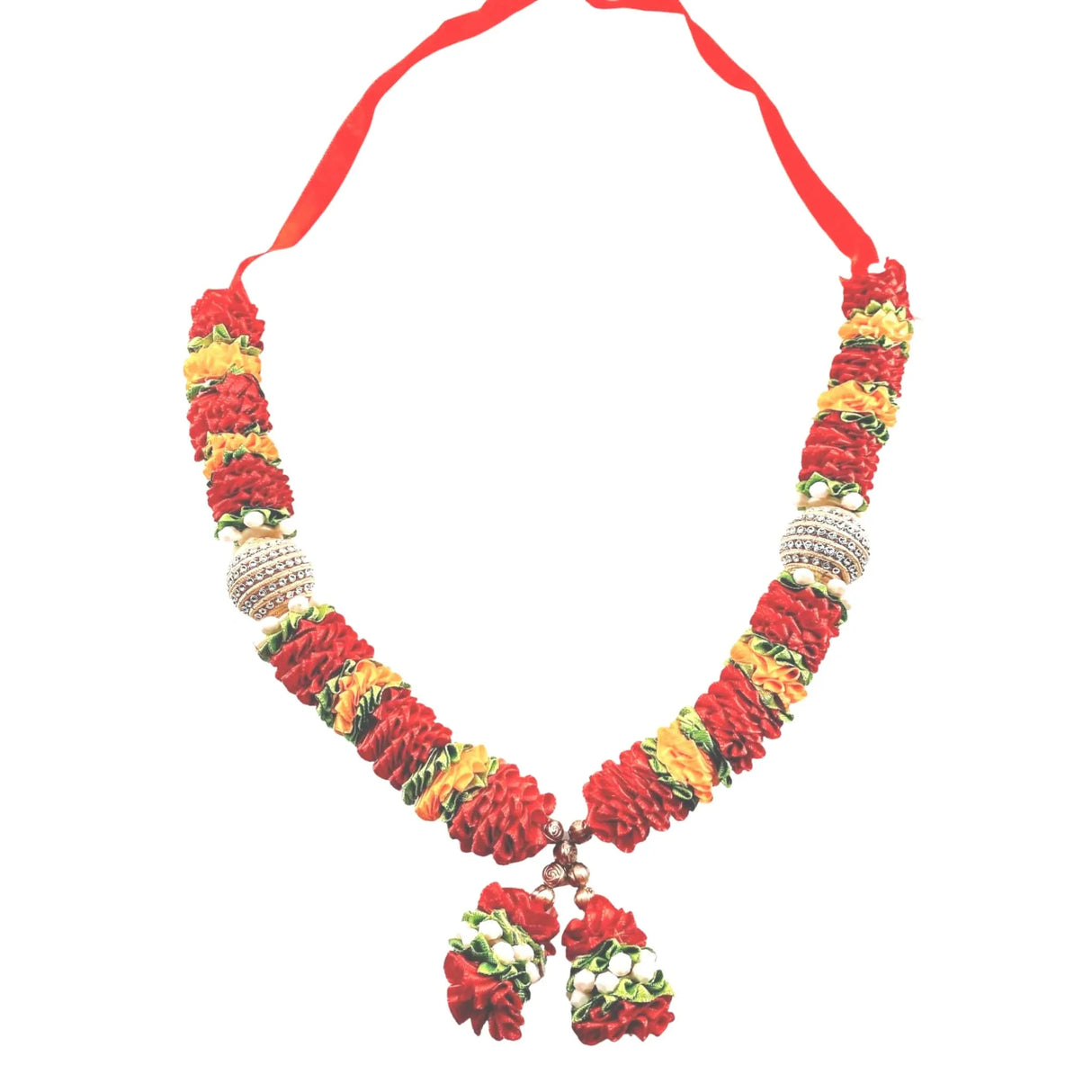 2PC Idol Mala 12 Inch God Goddess Haar Mala Indian Garland Jaimala Makhmali Bhagwan Haar Idol Pooja Item Garland for Photo Frame God Shringar Reusable Satin Mala Temple Decor - LoveNspire