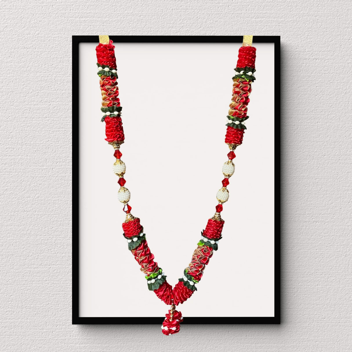 1 ct. Indian Garland Haar Mala 16 Inch God Goddess Haar Mala Idol Pooja Item Garland for Photo Frame Idol God Shringar Mala Reusable Satin Mala Temple Decor - LoveNspire