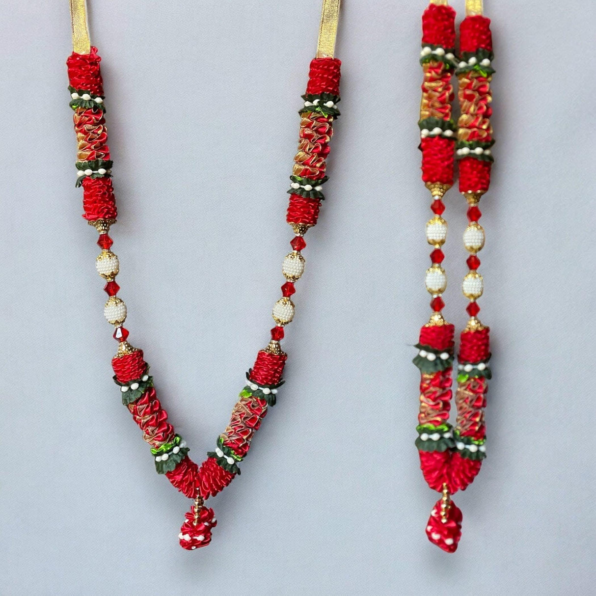 1 ct. Indian Garland Haar Mala 16 Inch God Goddess Haar Mala Idol Pooja Item Garland for Photo Frame Idol God Shringar Mala Reusable Satin Mala Temple Decor - LoveNspire