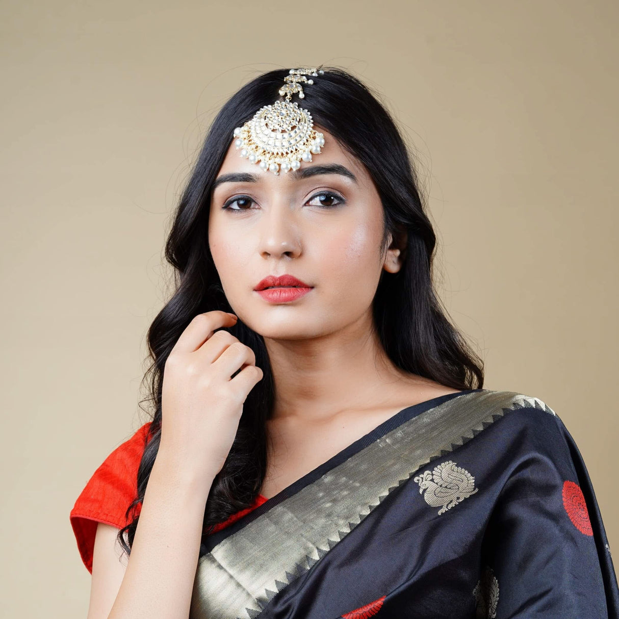 Indian Maang Tikka Kundan Work Gold Plated Maang Tika Women Forehead Jewelry Indian Bridal Maangtikka Punjabi Pakistani Wedding Jewelry Head Accessories Gifts for Her - LoveNspire