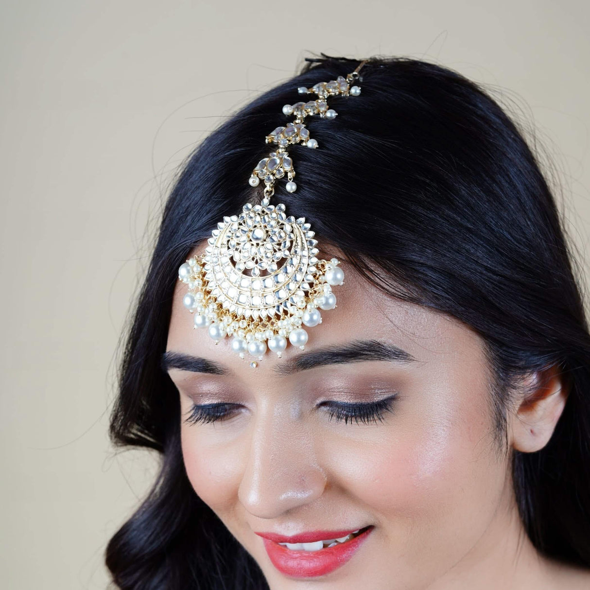 Indian Maang Tikka Kundan Work Gold Plated Maang Tika Women Forehead Jewelry Indian Bridal Maangtikka Punjabi Pakistani Wedding Jewelry Head Accessories Gifts for Her - LoveNspire