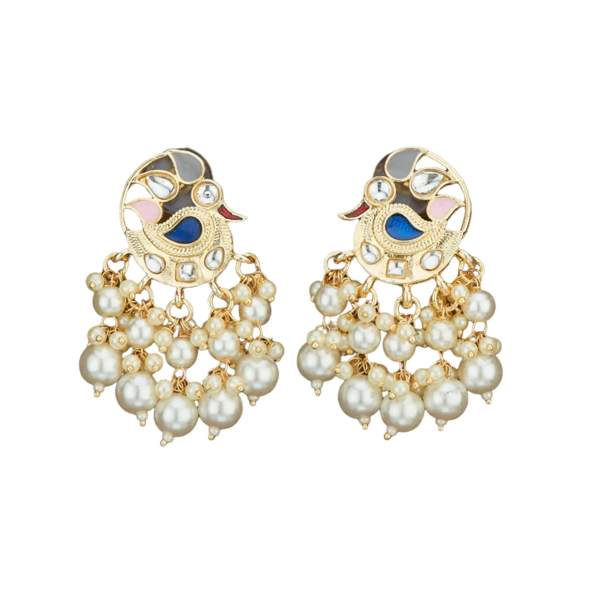 Indian Peacock Earrings for Women - Indian Jhumka Earrings for Women Chandbali Earring in Golden Tone Faux Pearl Bollywood Style Chandelier Dangle Earrings Jewelry for Bride Gift for Her - LoveNspire