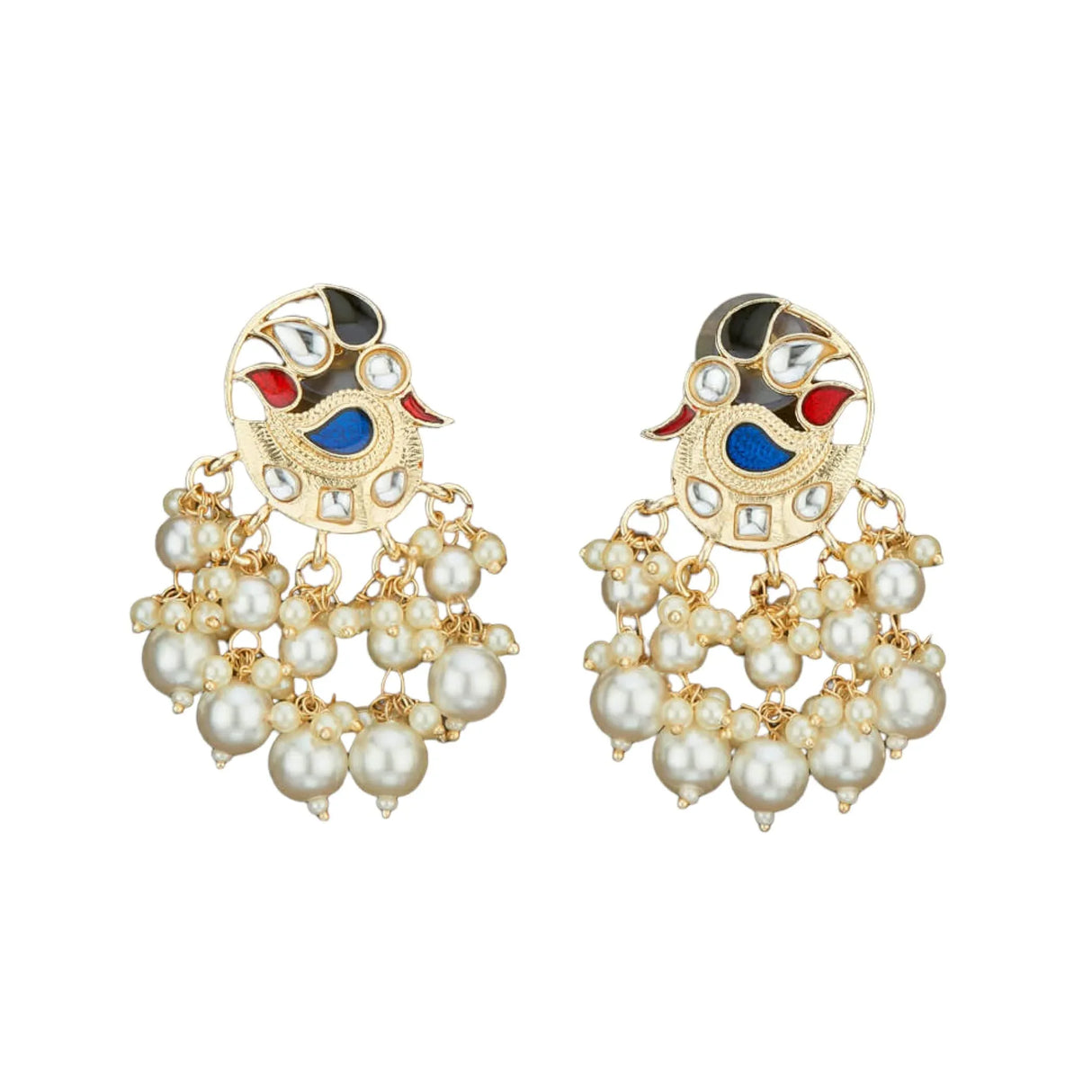 Indian Peacock Earrings for Women - Indian Jhumka Earrings for Women Chandbali Earring in Golden Tone Faux Pearl Bollywood Style Chandelier Dangle Earrings Jewelry for Bride Gift for Her - LoveNspire