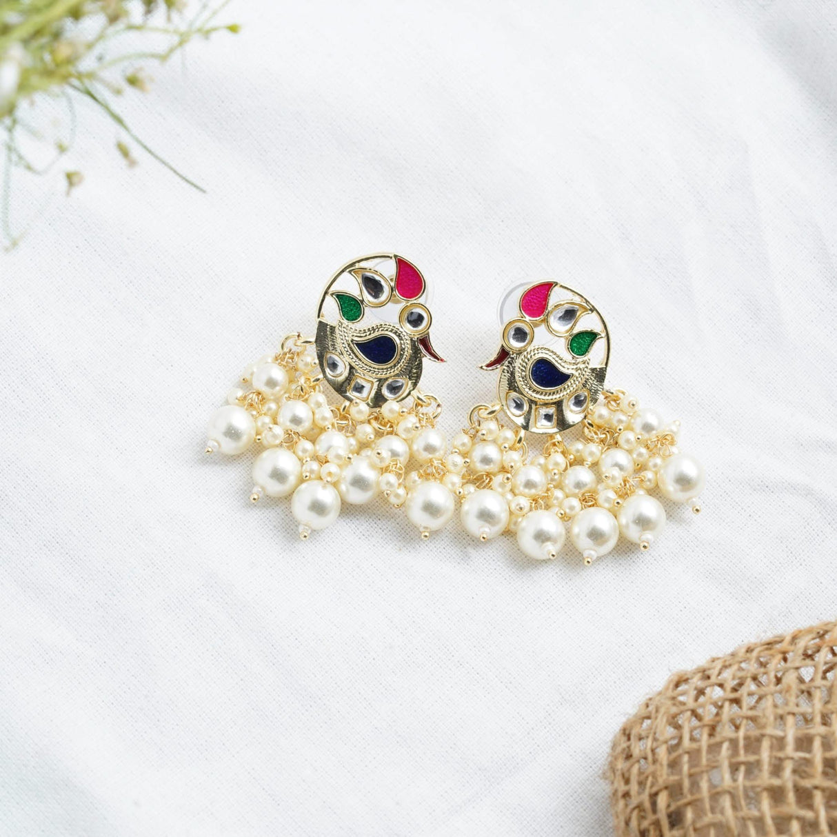 Indian Peacock Earrings for Women - Indian Jhumka Earrings for Women Chandbali Earring in Golden Tone Faux Pearl Bollywood Style Chandelier Dangle Earrings Jewelry for Bride Gift for Her - LoveNspire