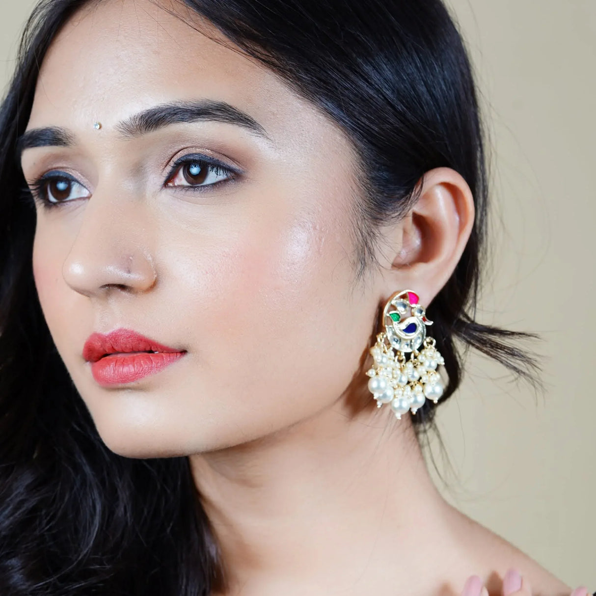 Indian Peacock Earrings for Women - Indian Jhumka Earrings for Women Chandbali Earring in Golden Tone Faux Pearl Bollywood Style Chandelier Dangle Earrings Jewelry for Bride Gift for Her - LoveNspire