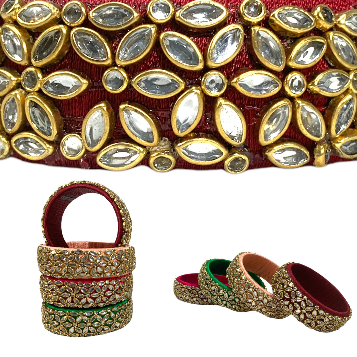 Indian Silk Thread Bangles for Women Traditional Kundan Bracelet Return Gifts Indian Bridal Set Thread Bangle Hippie Jewelry Bollywood Bracelet Gift for Her - LoveNspire