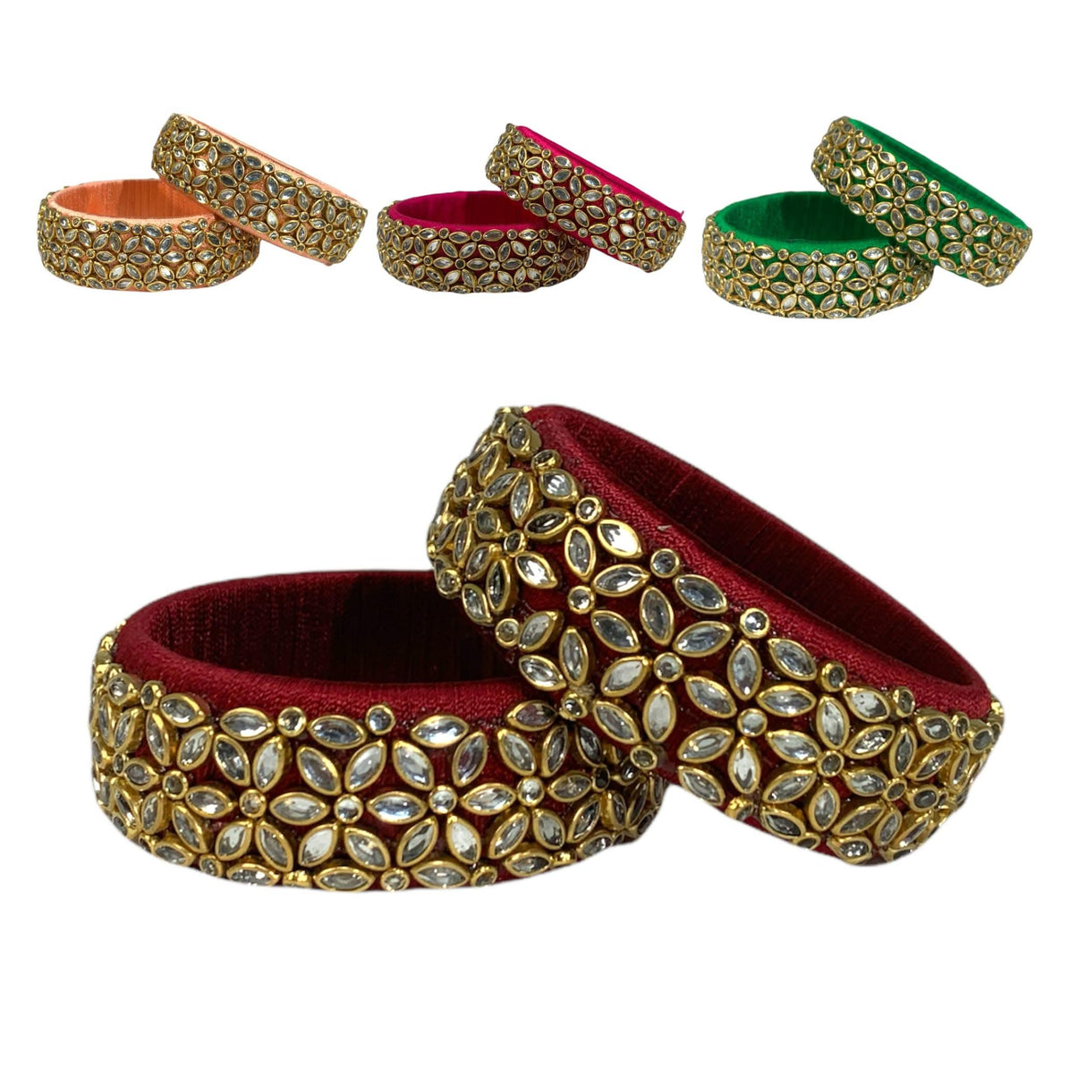 Indian Silk Thread Bangles for Women Traditional Kundan Bracelet Return Gifts Indian Bridal Set Thread Bangle Hippie Jewelry Bollywood Bracelet Gift for Her - LoveNspire