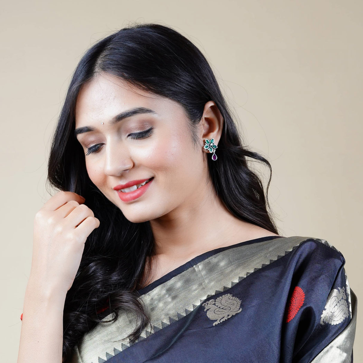 Indian Flower Stud Earrings For Women - Faux Pearl Tassel Round Earrings Small Tops Earring Bollywood Style Dangle Drop Earring Chandelier Jhumki Jewelry for Bride - Birthday Gift for Her - LoveNspire