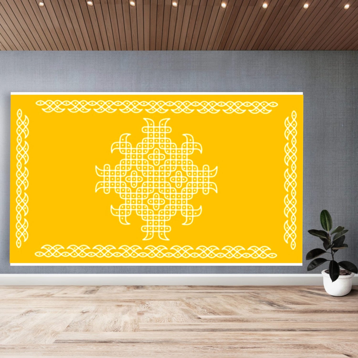 Indian Traditional Kolam Rangoli Cloth Backdrop Photo Decor Banner Pooja Room Decor Dot Kolam Backdrop for Diwali Ganesha Puja Wedding Housewarming Gift - LoveNspire